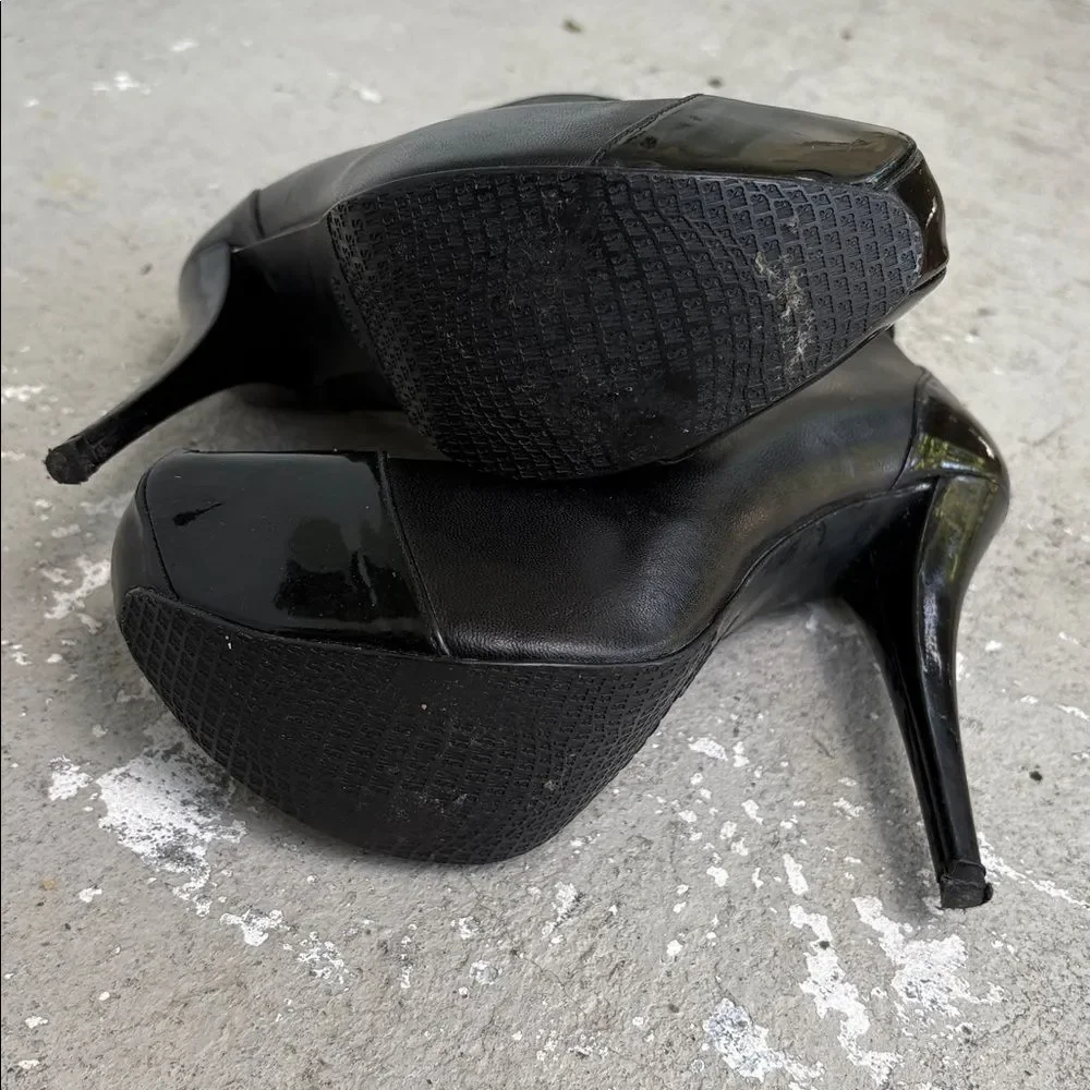 Stuart Weissman agree, platform, patent leather and leather booties